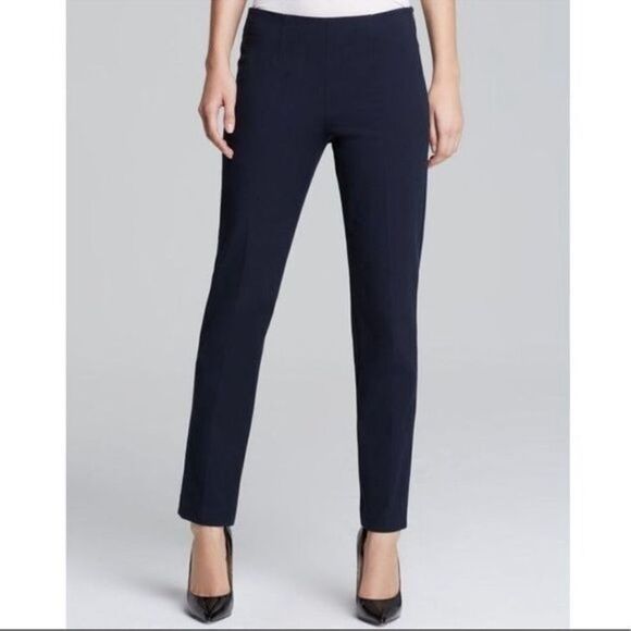 Theory Belsa 2 Scroll Trouser Pants Navy Size 2 - Picture 1 of 9